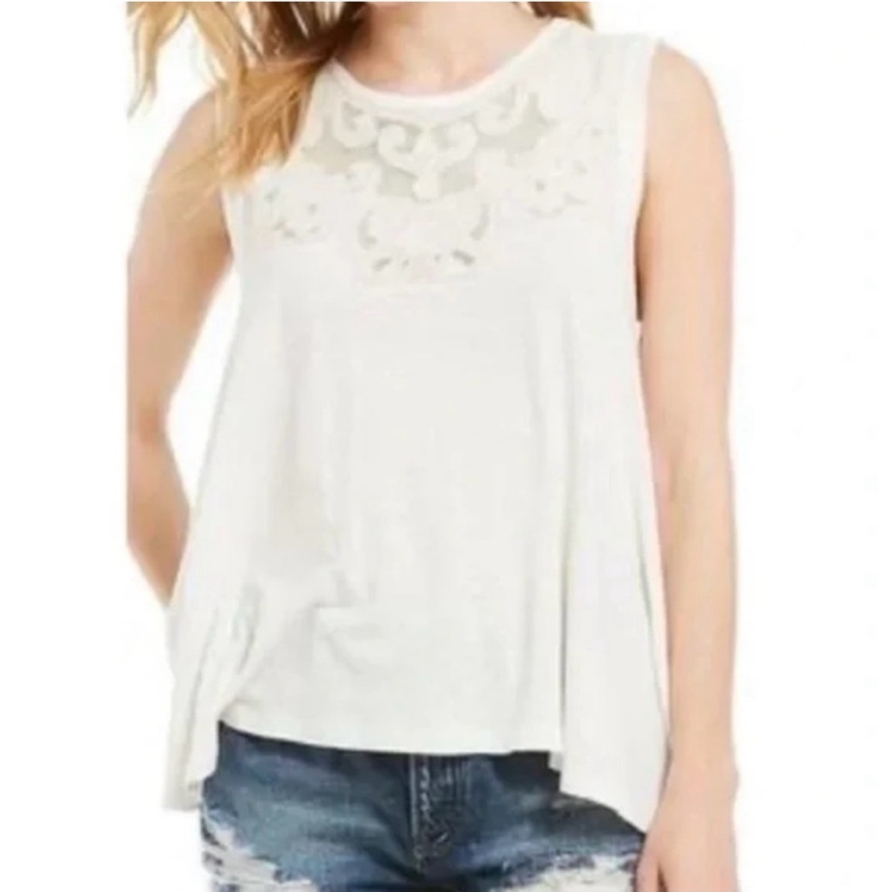 Free People Cream Lace Yoke Tank - Picture 2 of 6